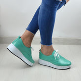 Pantofi Casual Dama din Piele Naturala,Roza,verzi